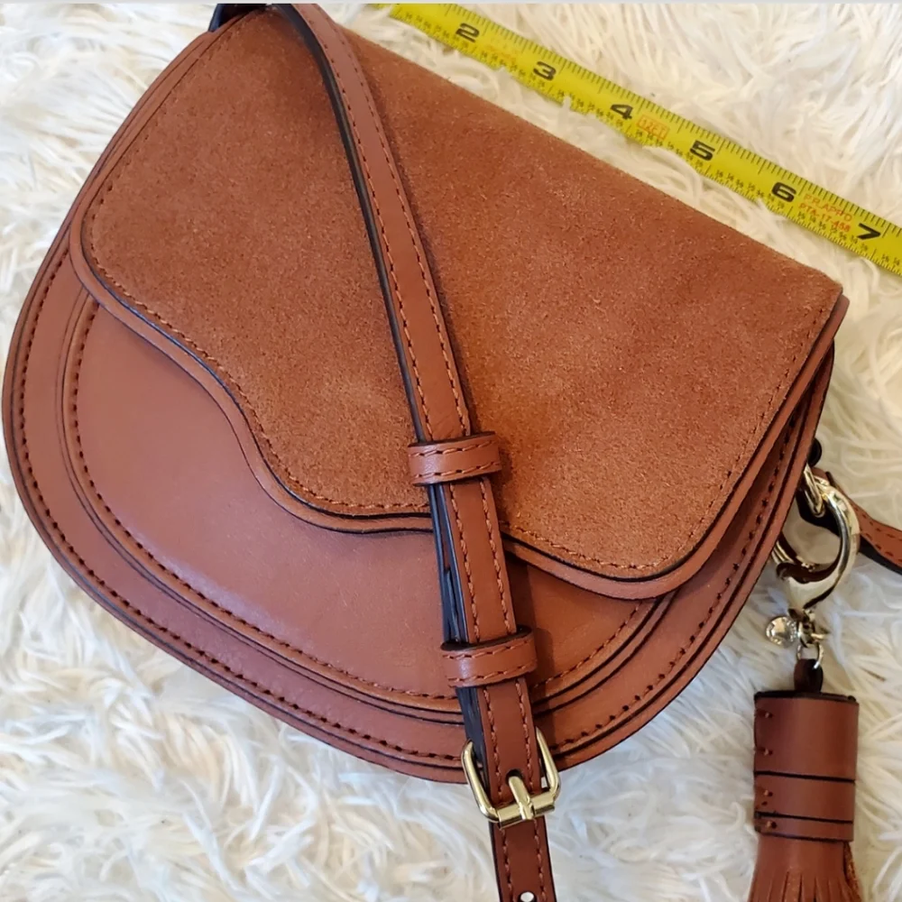 REBECCA MINKOFF MINI SUEDE & LEATHER SATCHEL - Picture 4 of 15